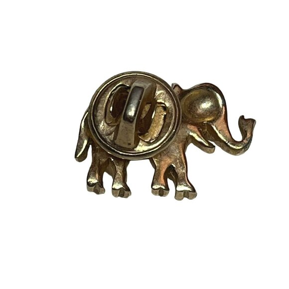 Tiny Vintage Gold-Tone Lucky Elephant Pin Green Stone - Picture 4 of 8